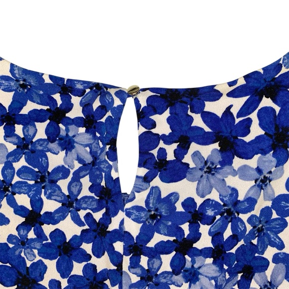 Calvin Klein Sleeveless Blouse with Blue Watercolour Floral Pattern - Picture 4 of 11